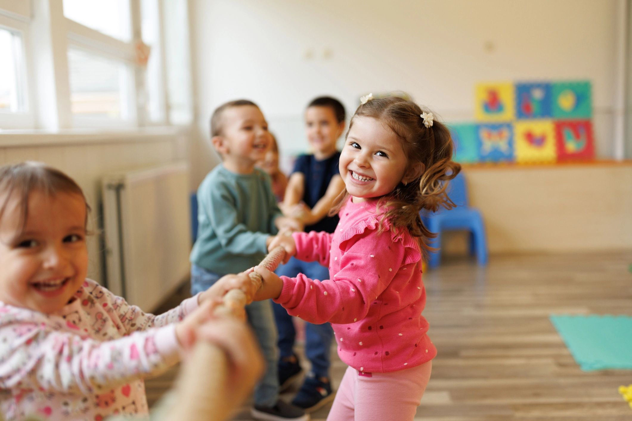 happy children playing at daycare